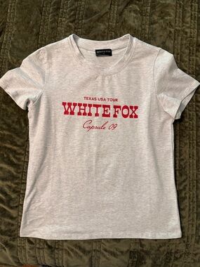 SOLD White Fox Light Gray Tee with Red Logo